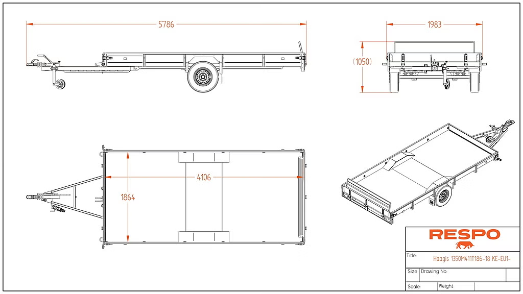 Respo 1350M411L186 Inline skotersläp – bild 4