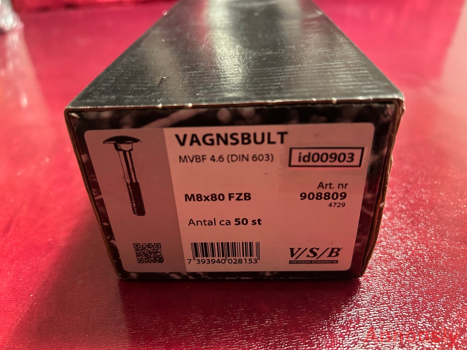 Vagnsbult (id00651) VSB M8x80 mm 4x50 stycken EAN 7393940028153 Totalt 7,3 kg – bild 3