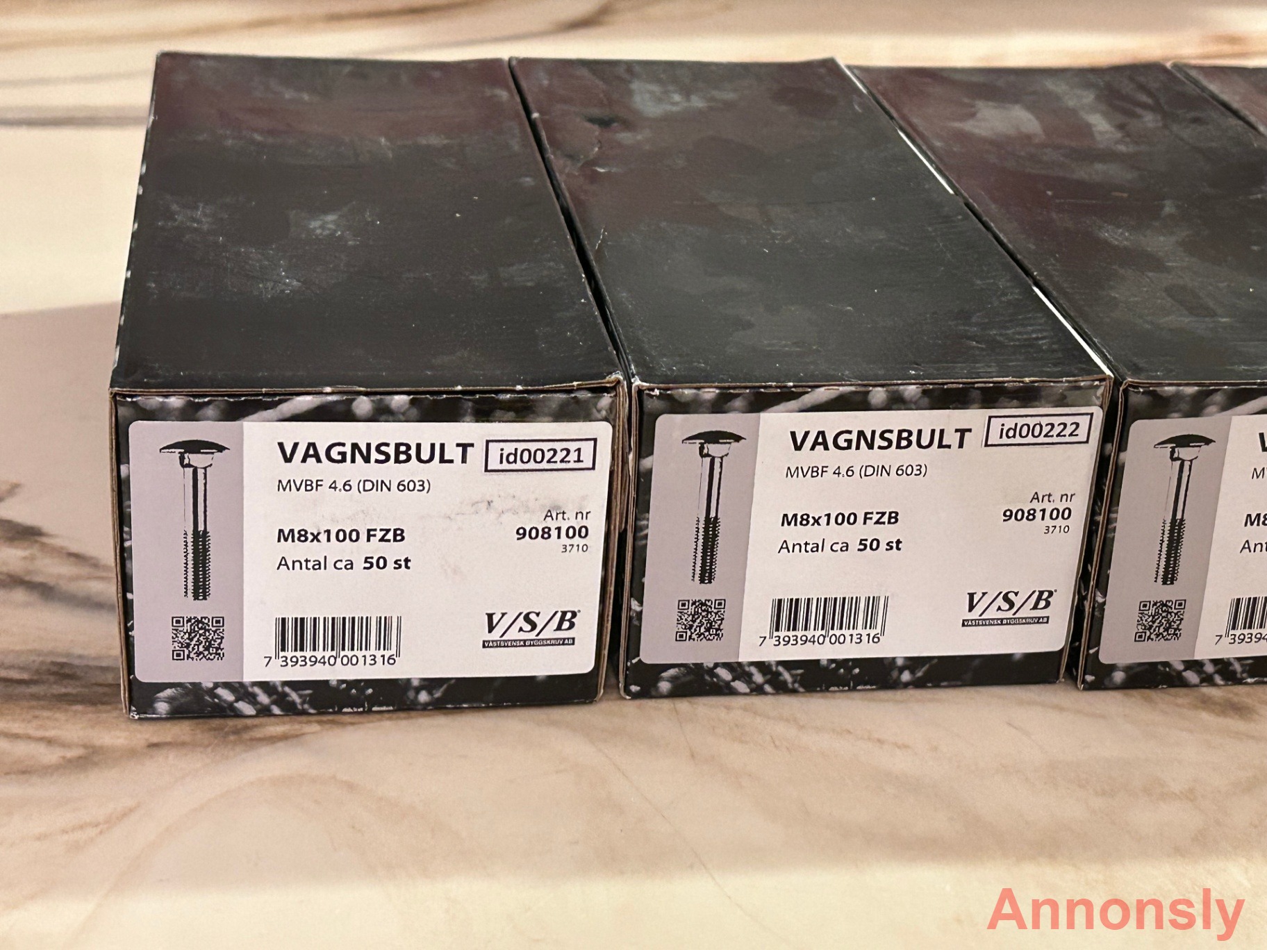 Vagnsbult (id00221-25) VSB M8x100 mm 5x50 skruv EAN 7393940001316 Totalt 10,2 kg – bild 2