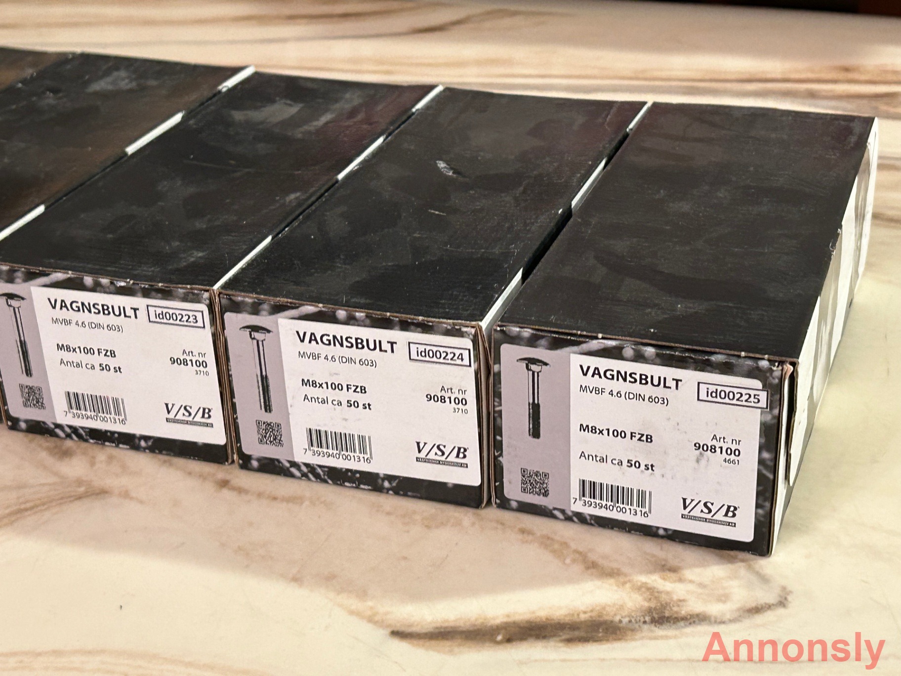 Vagnsbult (id00221-25) VSB M8x100 mm 5x50 skruv EAN 7393940001316 Totalt 10,2 kg – bild 3